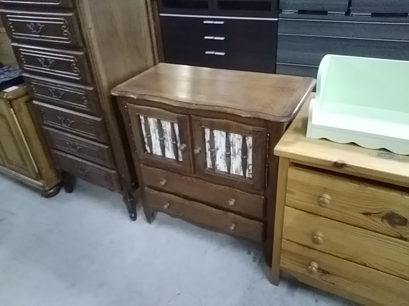 PETITE COMMODE CHÊNE 2 PORTES 2 TIROIRS 