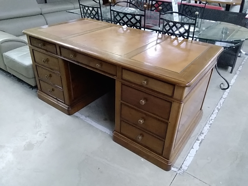 BUREAU ANCIEN 9 TIROIRS ET 1 TIROIR SECRET À L’ARRIÈRE 