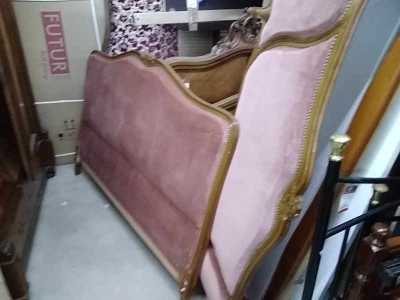 LIT CORBEILLE VELOURS ROSE 160 X 190 