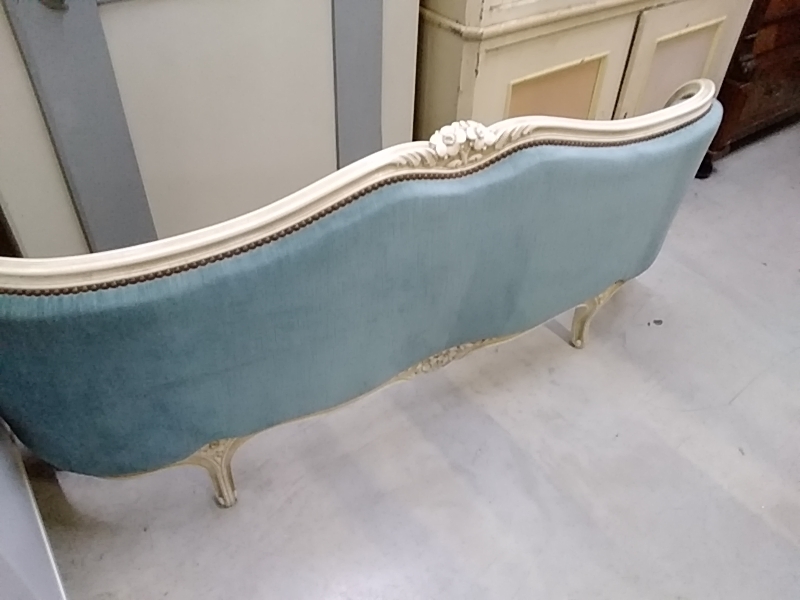 LIT CORBEILLE BLEU 140X190 PATINÉ BLANC 