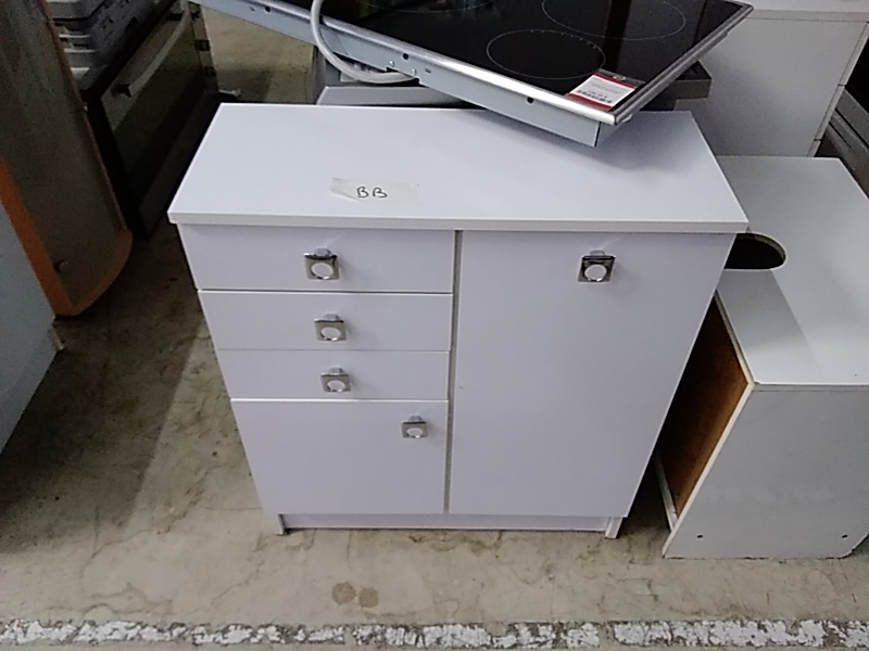 MEUBLE SDB 3 TIROIRS 2PORTES BLANC 