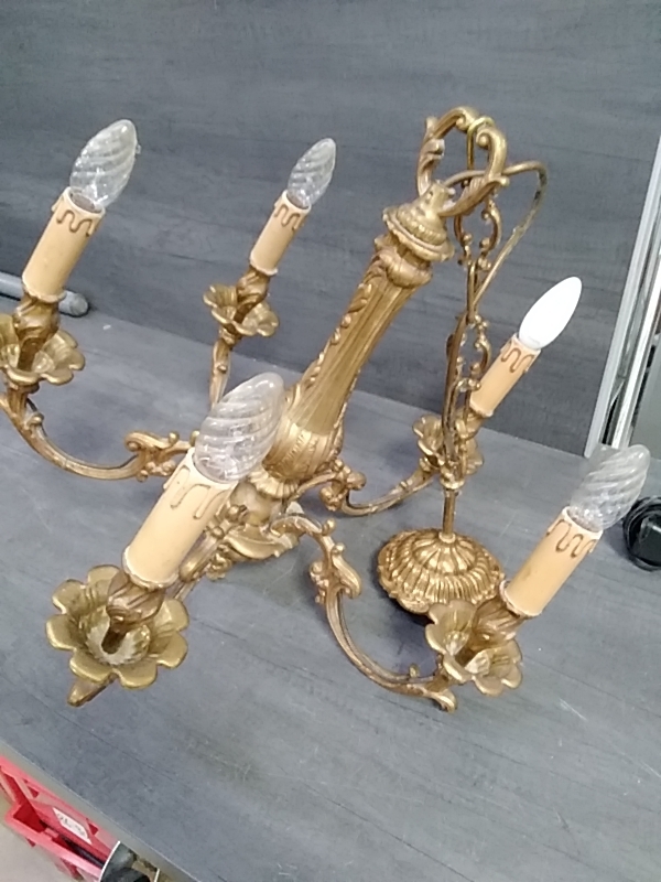 LAMPE BRONZE 5 BLANCHES 