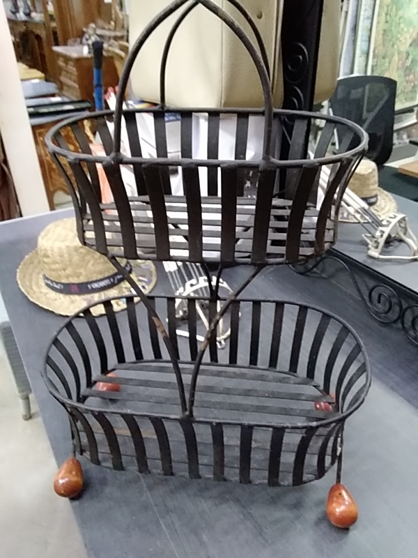 PANIER FER FORGÉ 2 ÉTAGES 