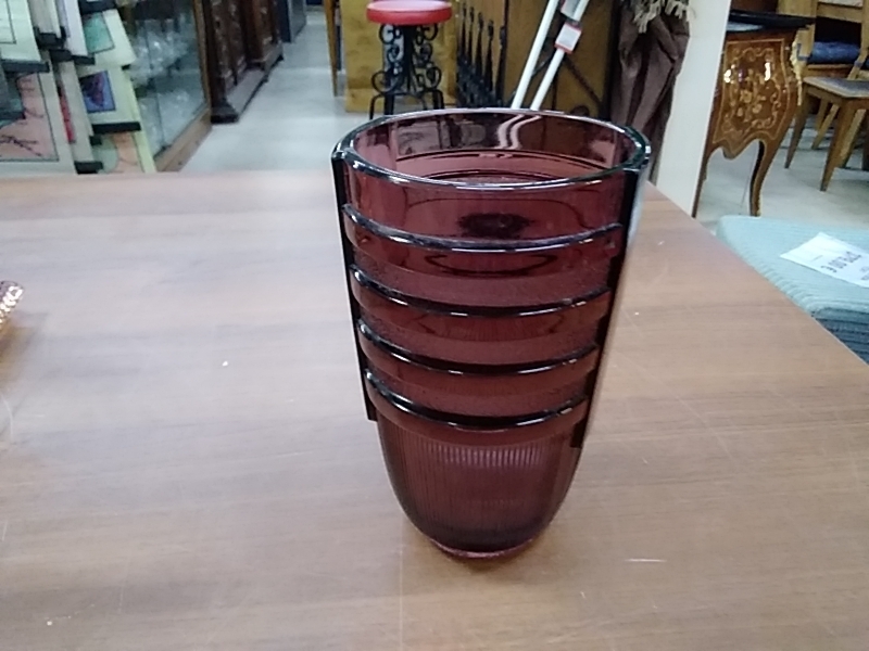 VASE ART DÉCO FUMÉ VAL ST LAMBERT BELGIQUE 