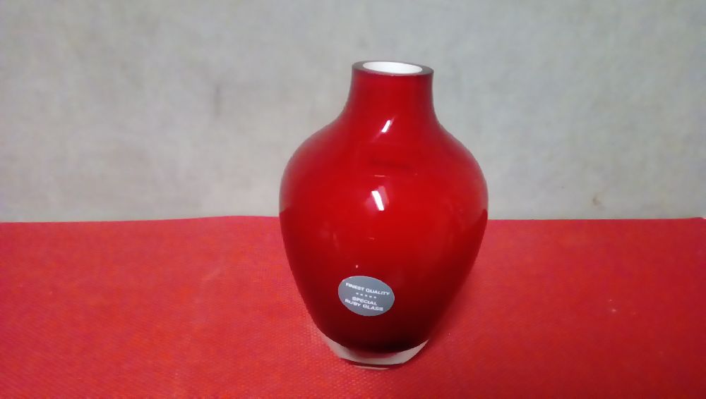 VASE ROUGE VERRE EPAIS VILLEROY ET BOCH occasion La boutique du chineur