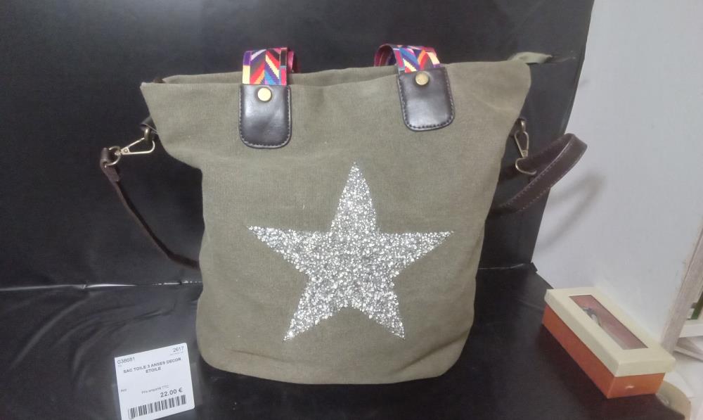 SAC TOILE 3 ANSES DECOR ETOILE