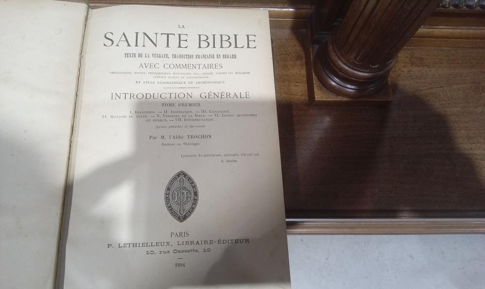 LOT DE LIVRES SAINTE BIBLE  AVEC COMMENTAIRES 1884 