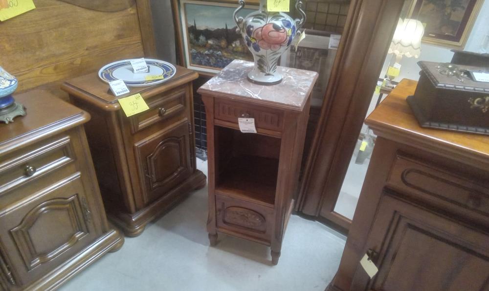 CHEVET ART DECO 1930 CHENE 1P+1T+NICHE+MARBRE EN L'ETAT