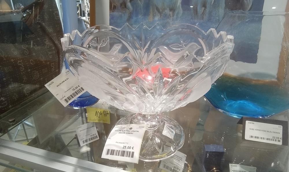 COUPE SUR PIED CRISTAL DECOR OISEAU
