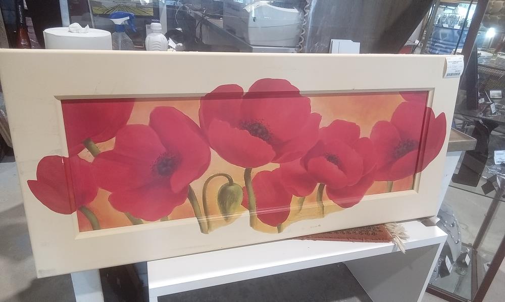 TABLEAU CADRE JAUNE LES COQUELICOT