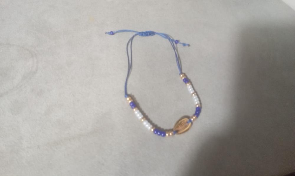 BRACELET CORDE BLEUE FANTAISIE PERLE