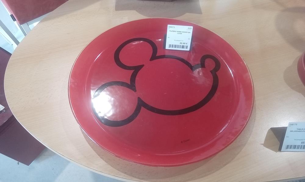 PLATEAU VERRE MICKEY EN L'ETAT