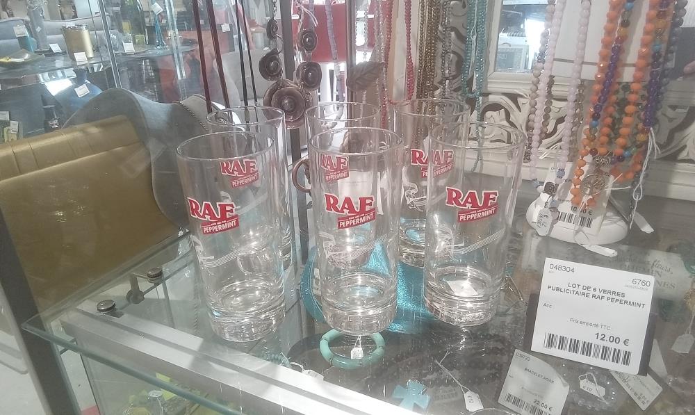 LOT DE 6 VERRES PUBLICITAIRE RAF PEPERMINT