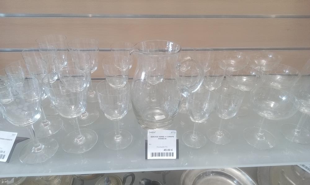 SERVICE VERRE +1 CARAFE ANNEE 50