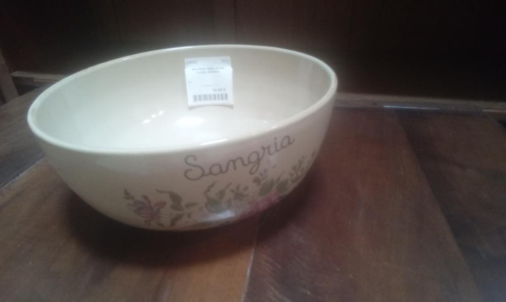 SALADIER GRES DECOR FLORAL SANGRIA