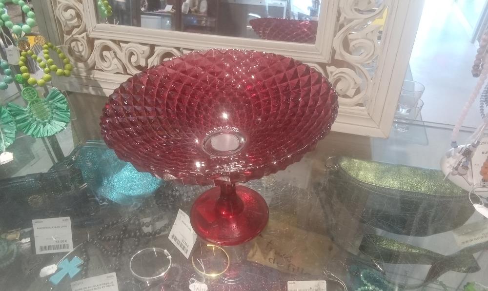 CENTRE DE TABLE VERRE ROUGE