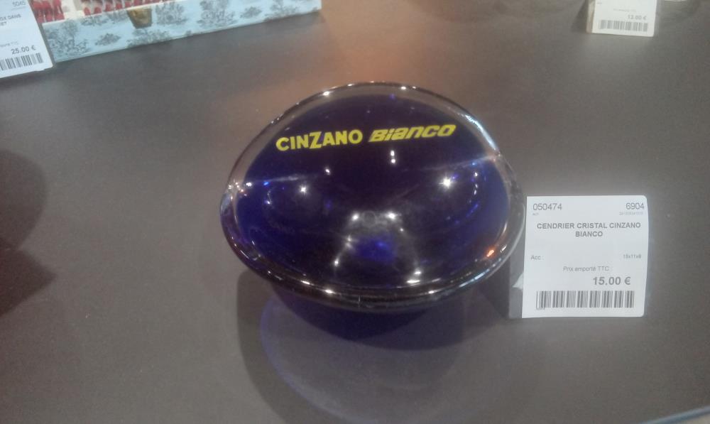 CENDRIER CRISTAL CINZANO BIANCO