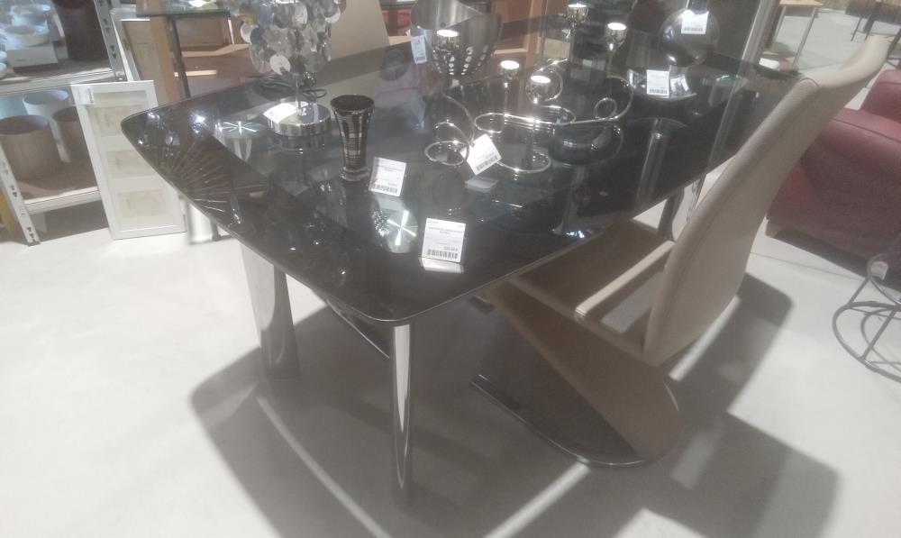 TABLE DESIGN VERRE DOUBLE PLATEAU