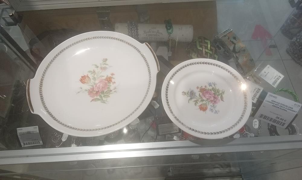 SERVICE PORCELAINE LIOMGES ART DECO A DESSERT DECOR FLORAL