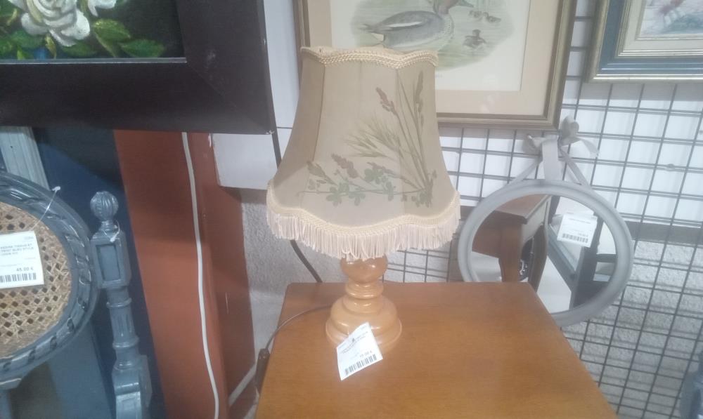 LAMPE RUSTIQUE+ABATJOUR FRANGE DECOR FLORAL