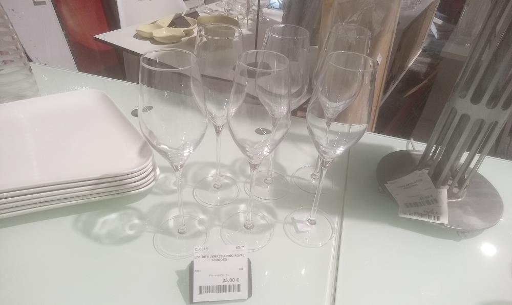 LOT DE 6 VERRES A PIED ROYAL LIMOGES