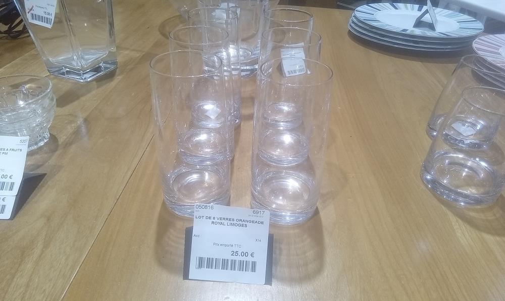 LOT DE 6 VERRES ORANGEADE ROYAL LIMOGES