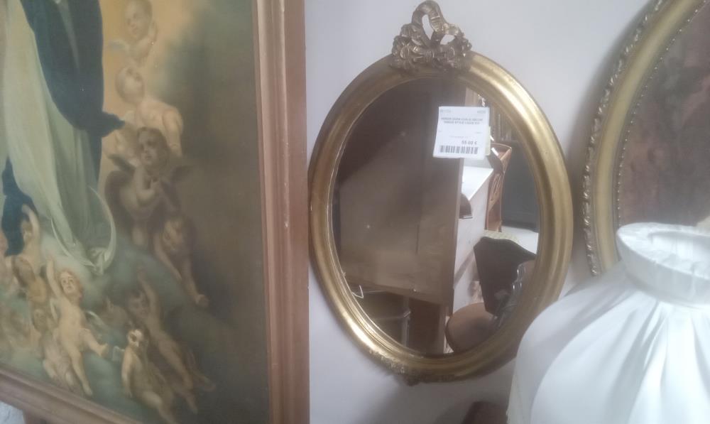 MIROIR DORE OVALE DECOR NOEUD STYLE LOUIS XVI