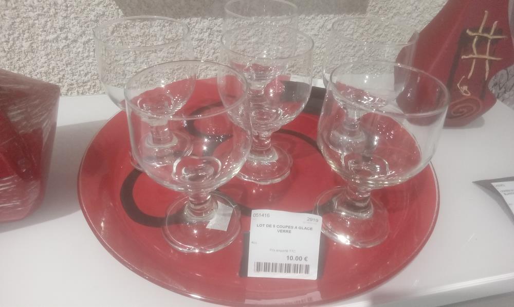 LOT DE 5 COUPES A GLACE VERRE