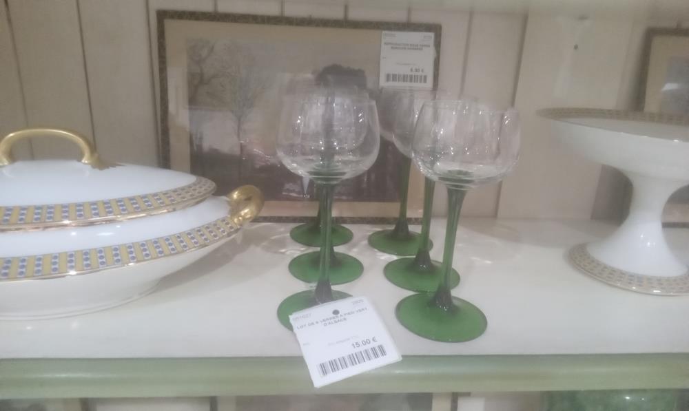 LOT DE 6 VERRES A PIED VERT D'ALSACE