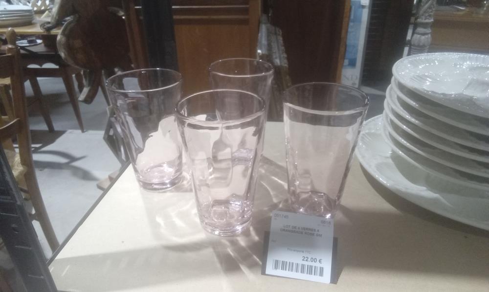 LOT DE 4 VERRES A ORANGEADE ROSE GM