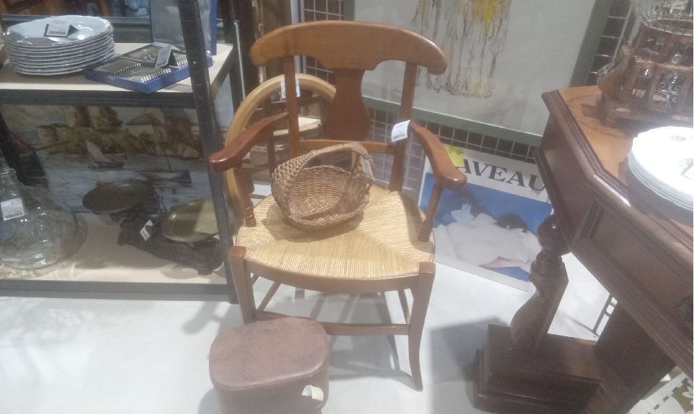 FAUTEUIL PAILLE TEINTE  MERISIER STYLE LOUIS PHILIPPE