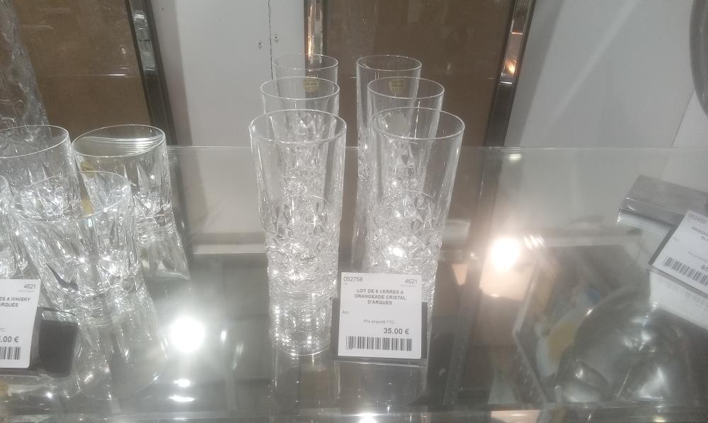 LOT DE 6 VERRES A ORANGEADE CRISTAL D'ARQUES