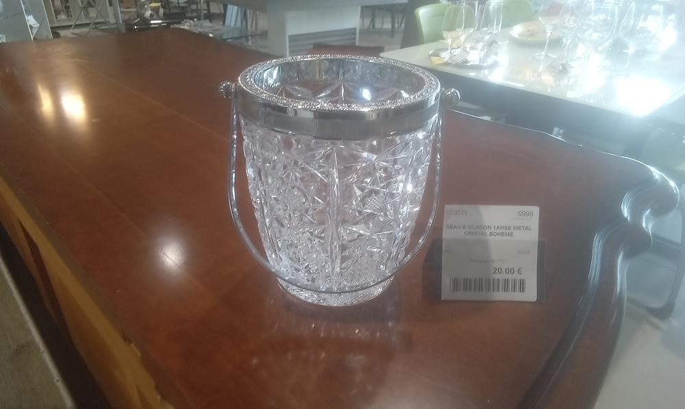 SEAU A GLACON 1ANSE METAL CRISTAL BOHEME