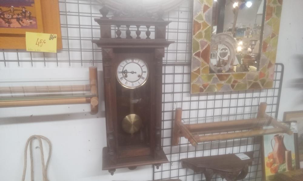 HORLOGE CAISSE BOIS EN ETAT DE FONCTIONNEMENT+CLEF