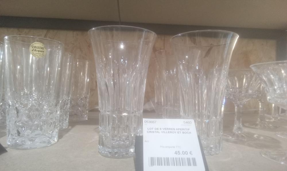 LOT DE 6 VERRES APERITIF CRISTAL VILLEROY ET BOCH