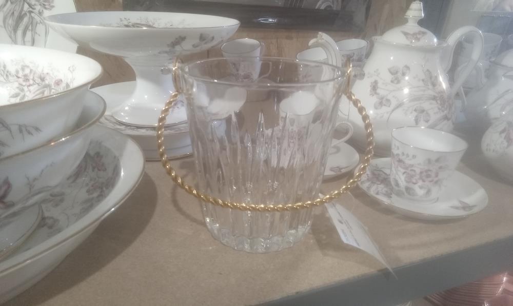 SEAU A GLACON VERRE 1ANSE DOREE