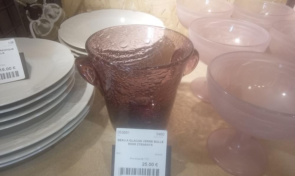 SEAU A GLACON VERRE BULLE RIOM 2TENANTS