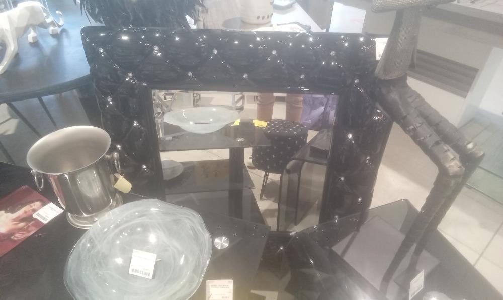 MIROIR DESIGN RESINE  NOIR ET STRASSE EN L'ETAT