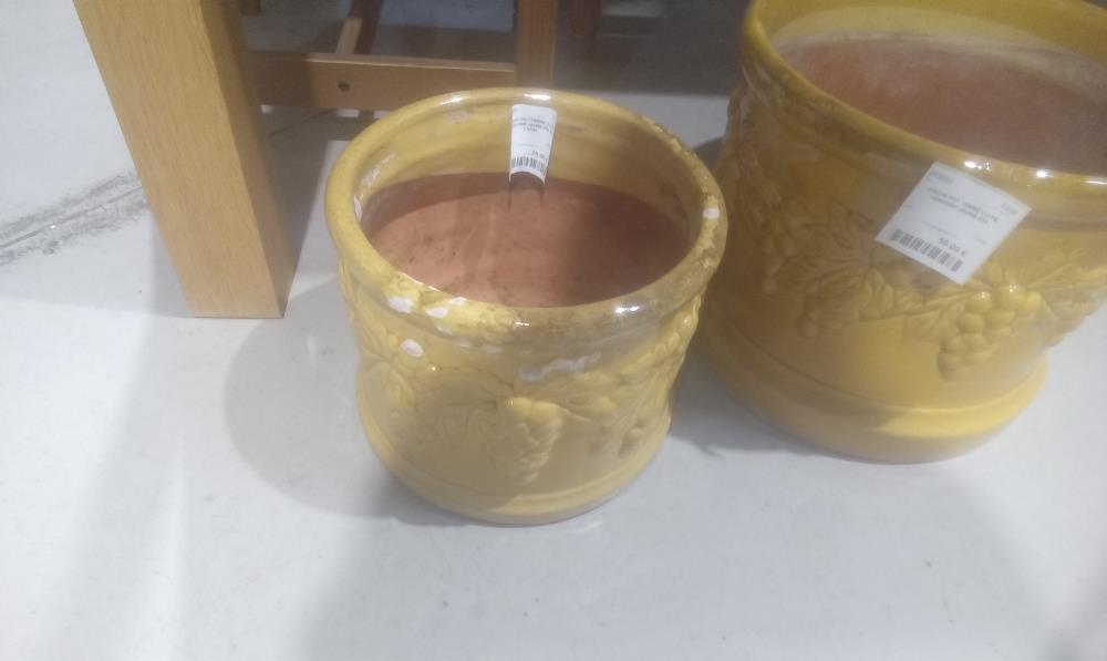CACHE POT TERRE CUITE VERNISSE JAUNE MM EN L'ETAT