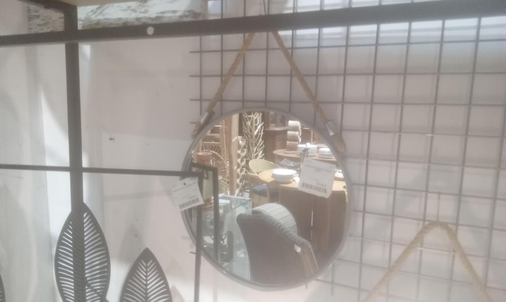 MIROIR ROND METAL 1ANSE CORDE