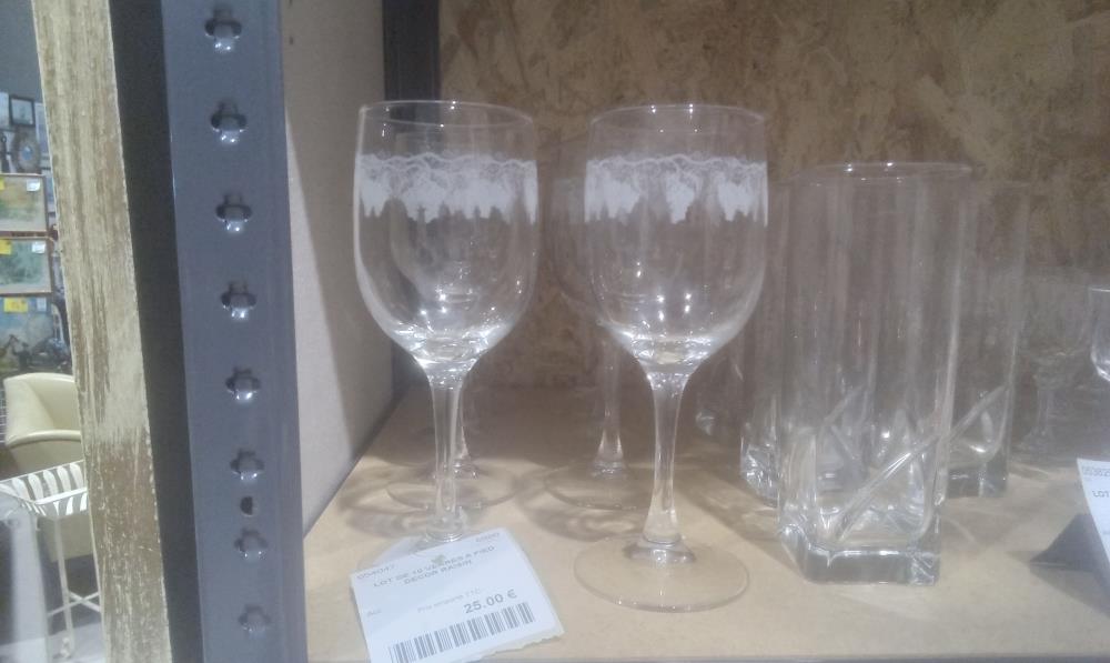 LOT DE 10 VERRES A PIED DECOR RAISIN