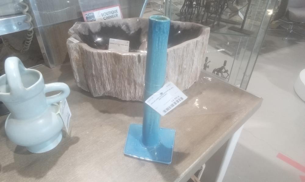 SOLIFLORE CERAMIQUE BLEU ARTISANAL