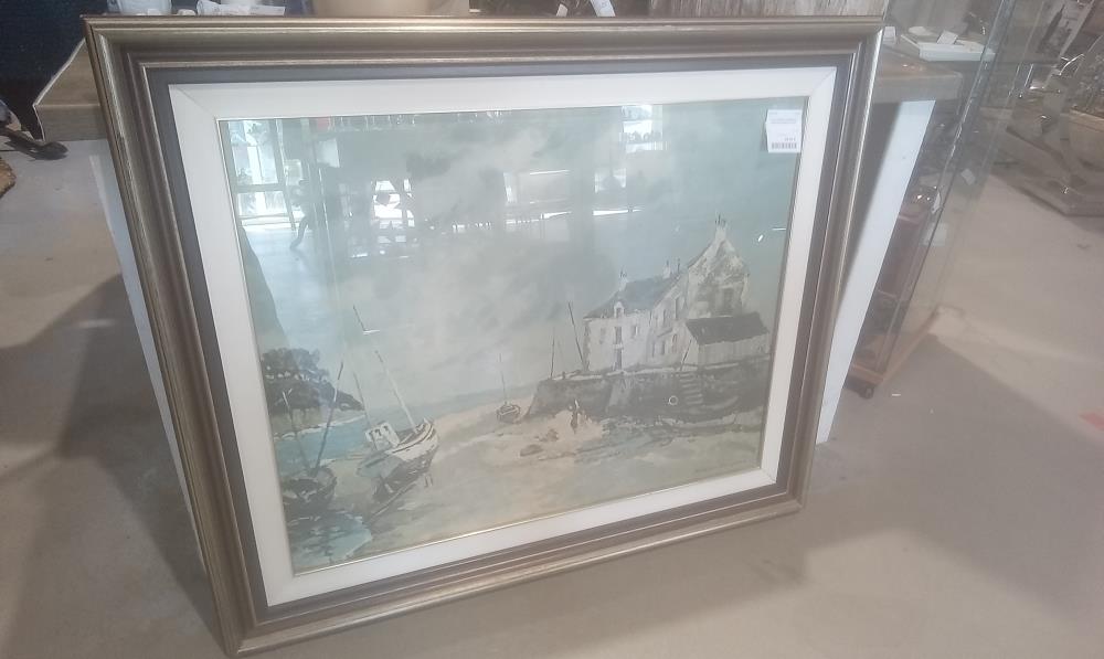 SOUS VERRE CADRE BOIS MARINE REPRODUCTION