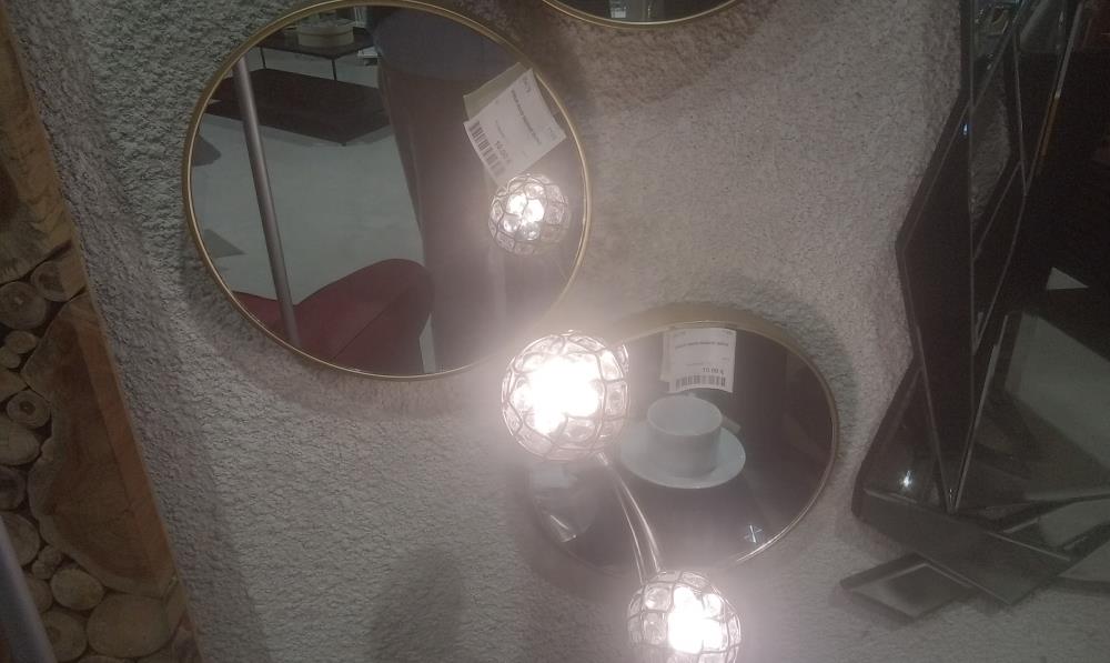 MIROIR ROND RESINE DORE