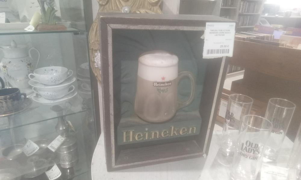 TABLEAU PUBLICITAIRE HEINEKEN CADRE BOIS A LECTRIFIER