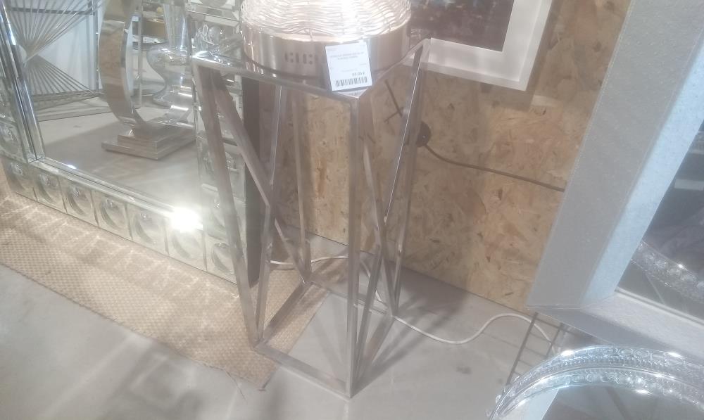 CONSOLE DESIGN METAL ET PLATEAU VERRE