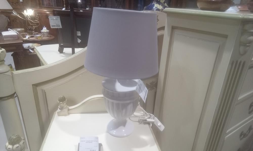 LAMPE CERAMIQUE BLANCHE+ABATJOUR