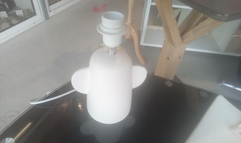 PIED DE LAMPE CERAMIQUE 2 TENANTS BLANC