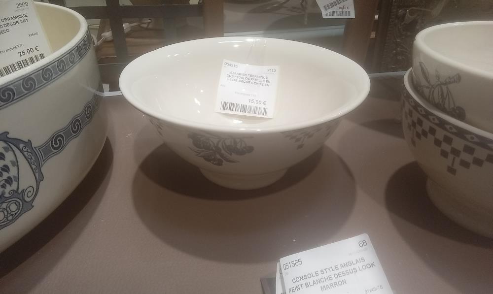 SALADIER CERAMIQUE COMPTOIR DE FAMILLE EN L'ETAT DECOR CERISE EN L'ETAT