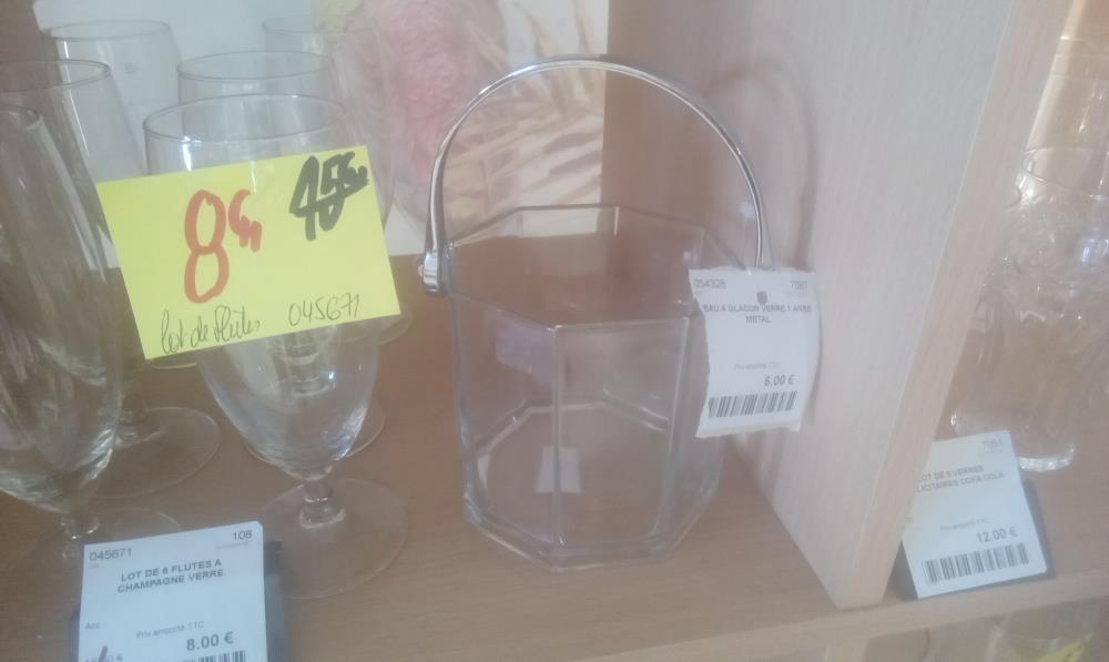 SEAU A GLACON VERRE 1 ANSE METAL